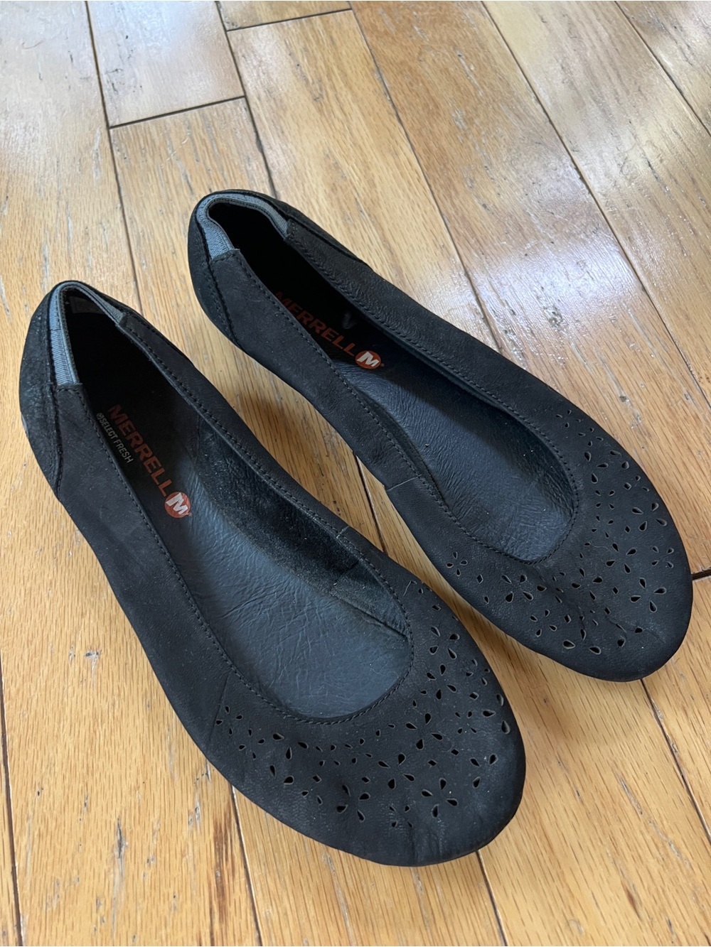Merrell Black Suede Cutout Ballet Flats